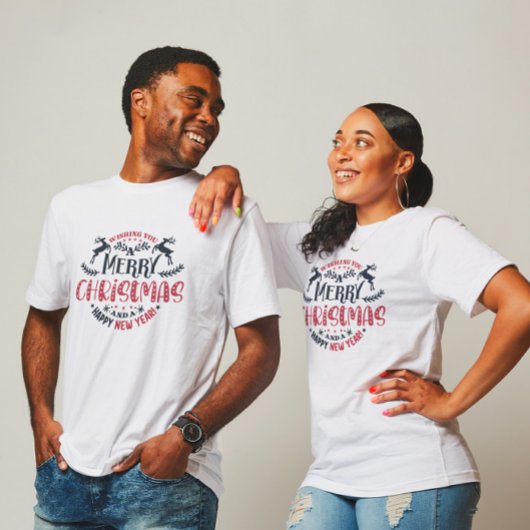 ウィズユーメリークリスマスレトロタイポグラフィ Tシャツ