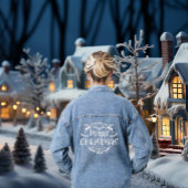 ウィズユーメリークリスマスレトロホワイトタイポグラフィ デニムジャケット