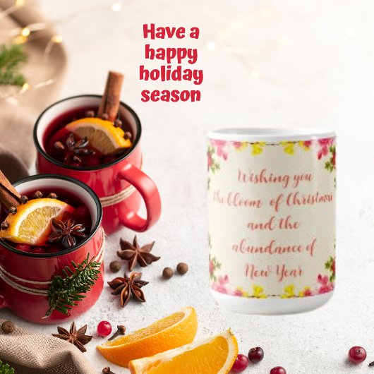 ウィズユー，フラワーバラブーケホリデー引用文 コーヒーマグカップ