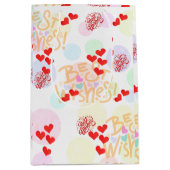 ウィズ最高のラッピング紙-ハート&パステルズギフト ミディアムペーパーバッグ (正面)