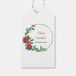 ウィズ最高のレッドフラワーリース ギフトタグ
