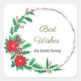 ウィズ最高のレッドフラワーリース スクエアシール