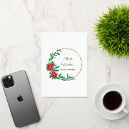 ウィズ最高のレッドフラワーリース 箔グリーティングカード