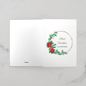 ウィズ最高のレッドフラワーリース 箔グリーティングカード (外側レイダウン)