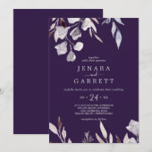 ウィター グリーン | プラム カジュアル ウェディング 招待状 (正面/裏面)