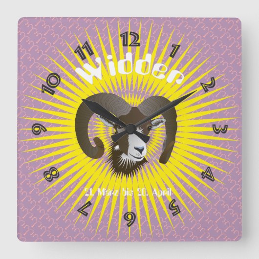 ウィダー21.メルツ・ビス20.4月ウール スクエア壁時計 (正面)