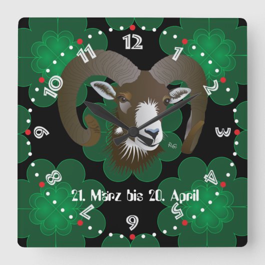 ウィダー21.メルツ・ビス20.4月ウール スクエア壁時計 (正面)