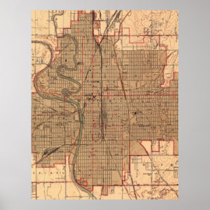 ウィチタカンザス(1943年)のヴィンテージの地図 ポスター