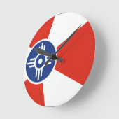 ウィチタカンザスICT国旗 ラウンド壁時計 (傾斜)