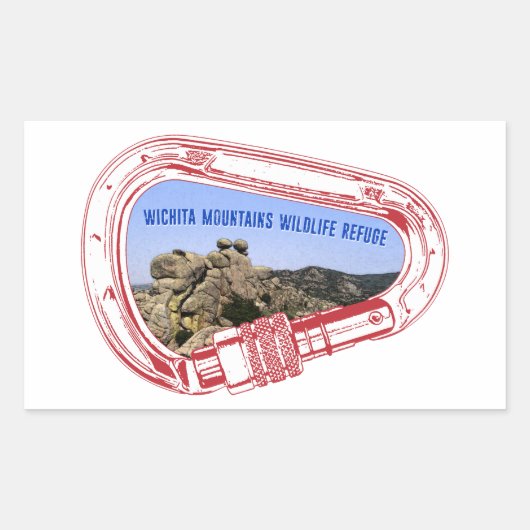 ウィチタマウンテンズ登山カラビナー 長方形シール (正面)