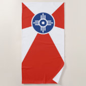 ウィチタ国旗（カンザス州，米国） ビーチタオル (正面)