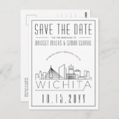 ウィチタ結婚ス |スタイル設定されたスカイライン日付を保存 ポストカード (正面/裏面)