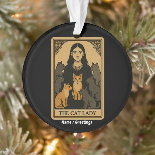 ウィッおもしろいチゴシックキャットレディタロットカードマジカル オーナメント (ツリー)