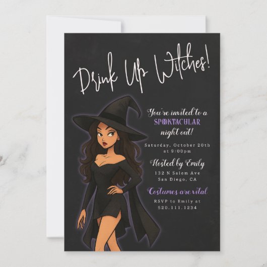 ウィッおもしろいチハローウィンパーティ招待状 招待状 (正面)