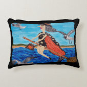 ウィッおもしろいチ飛んでいるブロムキャットシーグルスビーチ アクセントクッション (正面)