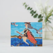 ウィッおもしろいチ飛んでいるブロムキャットシーグルスビーチ ポストカード (スタンド正面)