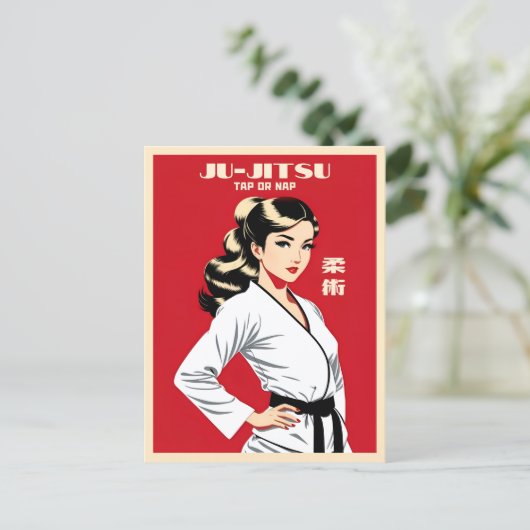 ウィッおもしろいティ柔術BJJMMA武術アーツユーモア ポストカード (スタンド正面)