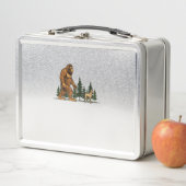 ウィッおもしろいペットビグフット犬歩く犬ママパパキッズ メタルランチボックス (インサイチュ)