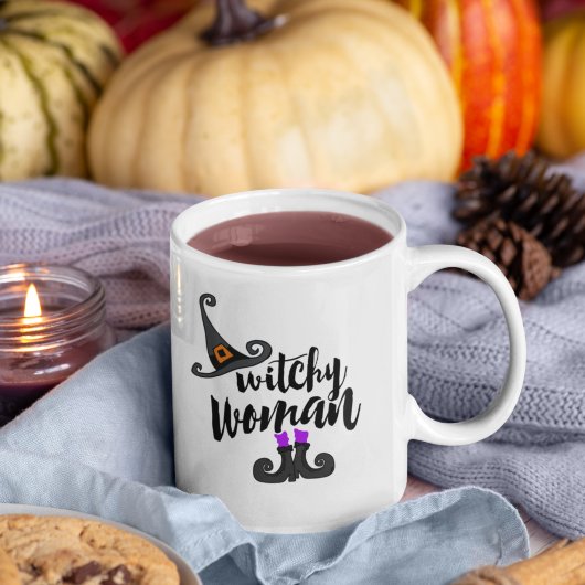 ウィッお洒落チな女性ハロウィーン コーヒーマグカップ
