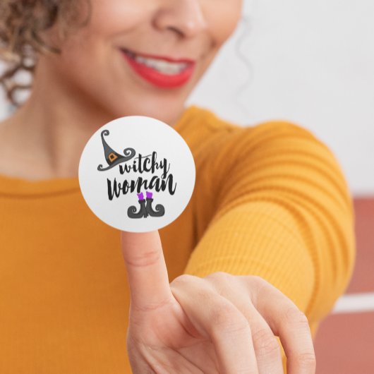 ウィッお洒落チな女性ハロウィーン ラウンドシール