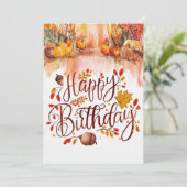 ウィッかわいらし魅力的ドオータム秋ハッピーバースデー カード (スタンド正面)