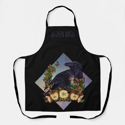 ウィッカムーンフェイズリンゴレイヴンのフェイリーアート エプロン (正面)