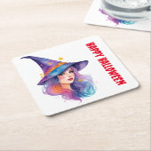 ウィッカラフルチスケッチハロウィーン スクエアペーパーコースター (アングル)