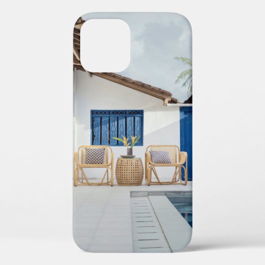 ウィッカーテーブルとプールの近くの椅子2脚 Case-Mate iPhoneケース (裏面)