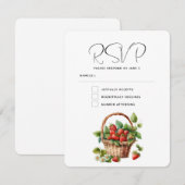 ウィッカーバスケットに入ったフレッシュ結婚イチゴ 出欠カード (正面/裏面)