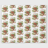 ウィッカーバスケットに入った新鮮なイチゴ ラッピングペーパー (フラット)