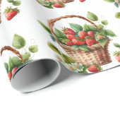 ウィッカーバスケットに入った新鮮なイチゴ ラッピングペーパー (ロールコーナー)