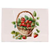 ウィッカーバスケットに入った新鮮なイチゴ ラージペーパーバッグ (裏面)