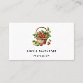 ウィッカーバスケットに入った新鮮なイチゴ 名刺 (正面)