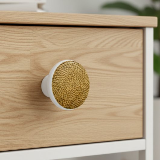 ウィッカーラタン ボーホー セラミックノブ