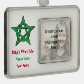 ウィッカ信者のベビーの最初ユール(キリスト降誕祭)の記念品のオーナメント シルバープレートフレームオーナメント (右)