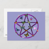 ウィッカ信者の星および蝶 ポストカード (正面/裏面)