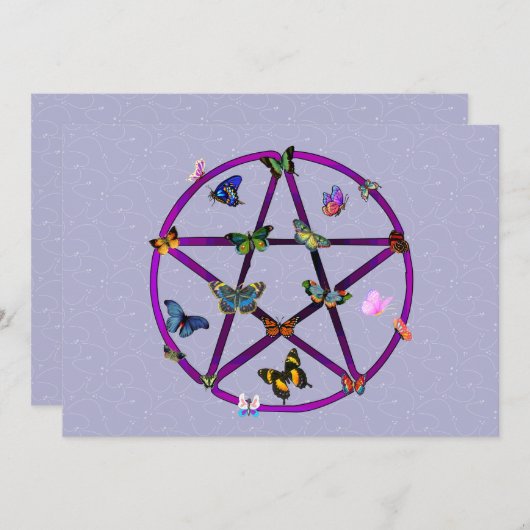 ウィッカ信者の星および蝶 招待状 (正面/裏面)
