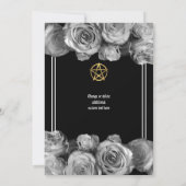 ウィッカ信者の星形五角形の黒の花柄のブライダルシャワー 招待状 (裏面)