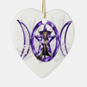 ウィッカ信者の紫色の三重の月の女神の星形五角形 セラミックオーナメント (右)