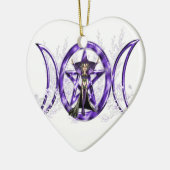 ウィッカ信者の紫色の三重の月の女神の星形五角形 セラミックオーナメント (左)