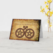 ウィッカ信者の陽気な新郎のための素朴なHandfastingカード カード (黄色い花)