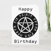 ウィッカ信者の黒いRunic五芒星の誕生日 カード (正面)