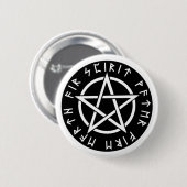 ウィッカ信者の黒いRunic五芒星 缶バッジ (正面&裏面)