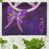 ウィッカ信者アメジストジュエリドバタフライアート キッチンタオル (折り畳み)