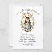 ウィッカ信者インボルク女神フローラ炎金ゴールドスノーフレーク 招待状 (正面)