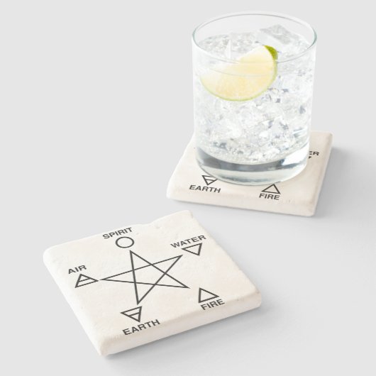 ウィッカ信者エレメンタル星形五角形石灰岩の祭壇 ストーンコースター (横)