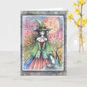 ウィッカ信者シャメスハロウィンウィッチカード カード (黄色い花)