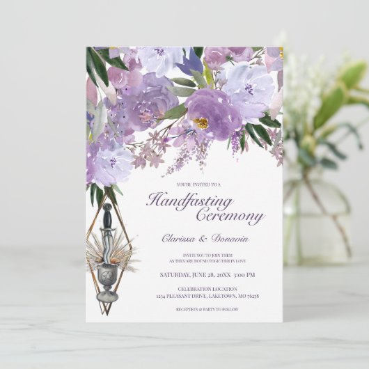 ウィッカ信者ハンドフェスティングチャリス&アテナムパープルフローラ 招待状 (スタンド正面)