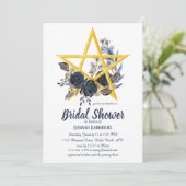 ウィッカ信者ブライダルシャワー | ゴシックフローラ星形五角形インビ 招待状 (スタンド正面)