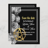 ウィッカ信者ブラックウェディングは日付を保存 案内ポストカード (正面/裏面)